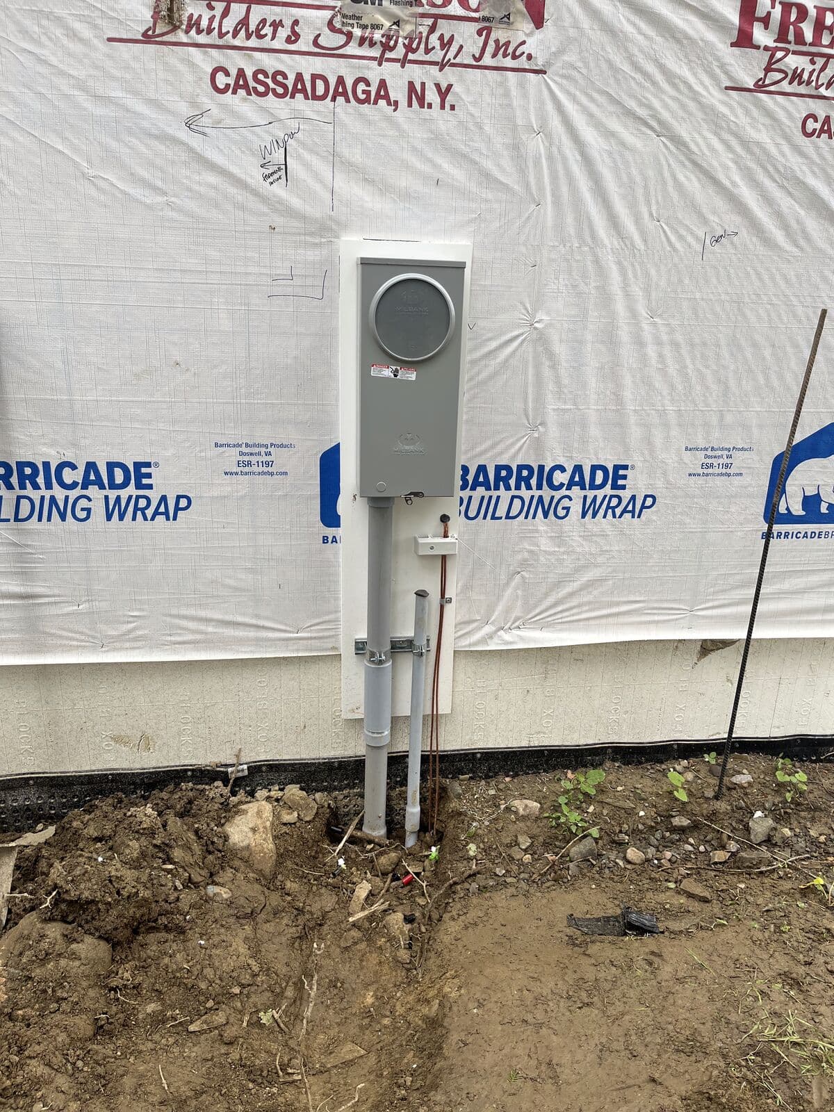 New meter socket on a home under construction