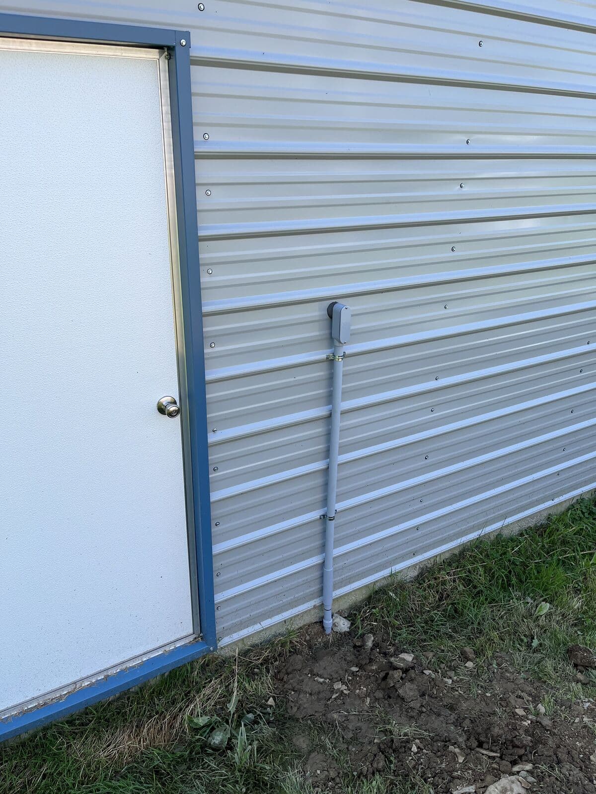 Electrical service run to a steel garage